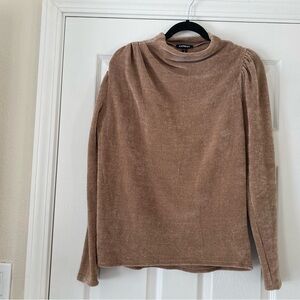 Express Tan Knit Long sleeve Sweater Top Sz M Xclnt